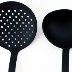 BergHOFF Studio 5Pc Nylon Cooking Utensil Set Skimmer Slotted Turner Slotted Spoon Soup Spoon Ladle Black Wide Handle With Hanging Ring Everyday Use -BergHOFF Shop 2211327 5