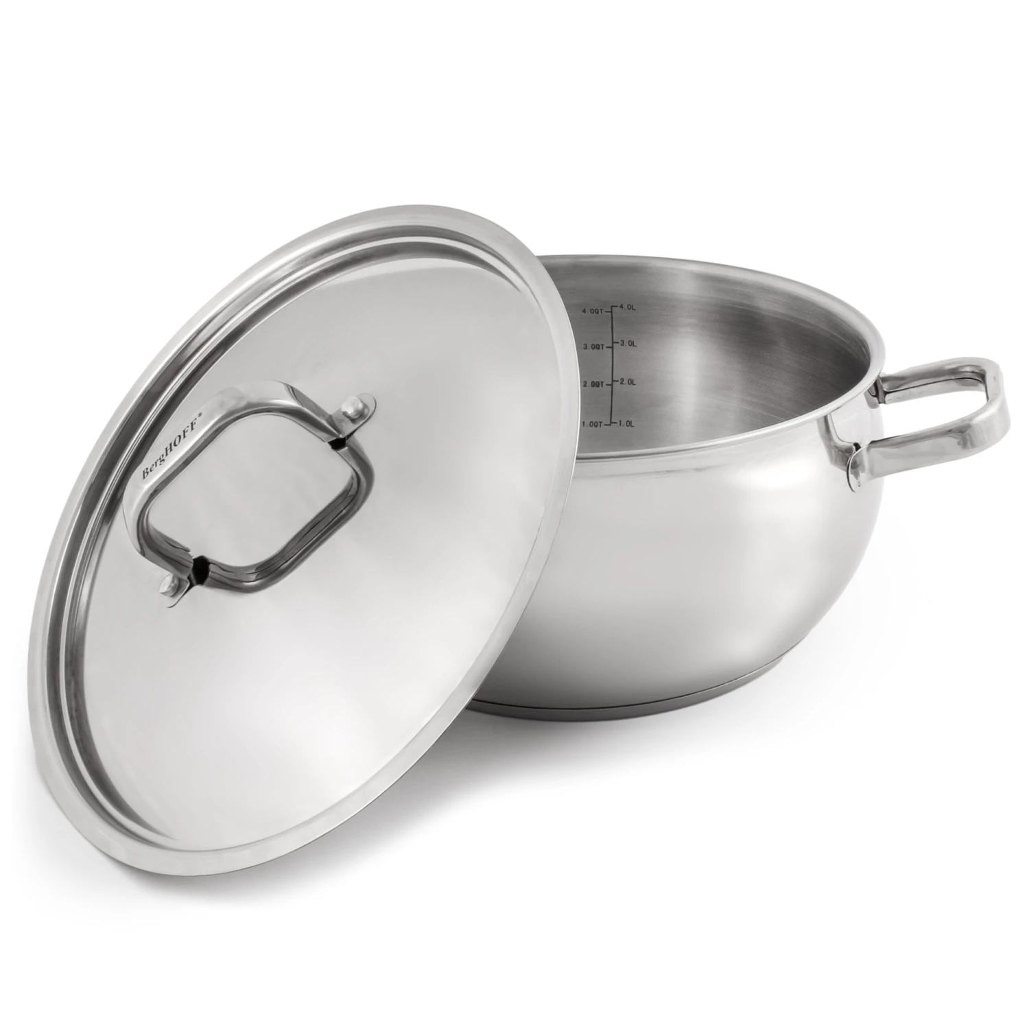 BergHOFF Essentials Belly Shape 18/10 Stainless Steel 9.5" Stockpot With Stainless Steel Lid 5.5Qt. 4 BergHOFF Essentials Belly Shape 18/10 Stainless Steel 9.5" Stockpot With Stainless Steel Lid 5.5Qt. - Image 2