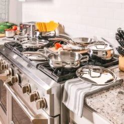 BergHOFF Essentials Belly Shape 18/10 Stainless Steel 10.5" Skillet With Stainless Steel Lid 2.5Qt. -BergHOFF Shop 2219122 04