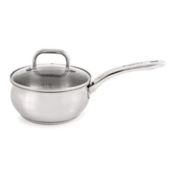 BergHOFF Essentials Belly Shape 18/10 Stainless Steel 6.25" Sauce Pan With Glass Lid 1.5Qt.