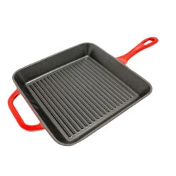 BergHOFF 2Pc Enamel Cast Iron 10" Fry Pan & 10" Grill Pan Set, Red -BergHOFF Shop 2220168 3