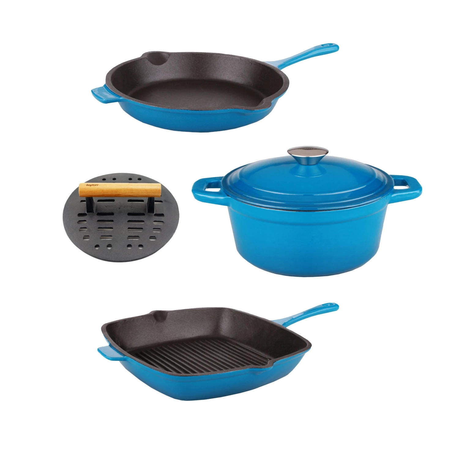 BergHOFF Neo 5Pc Cast Iron Cookware Set, Blue