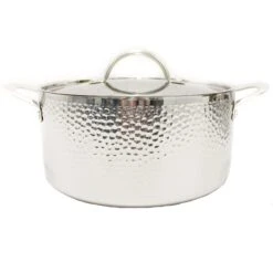 BergHOFF Vintage Tri-Ply 18/10 Stainless Steel 9.5" Covered Stock Pot, Hammered, 5.75 Qt