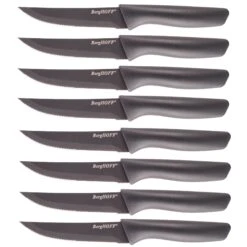 BergHOFF 8Pc Nonstick Serrated Steak Knife Set 8.5", Dark Grey