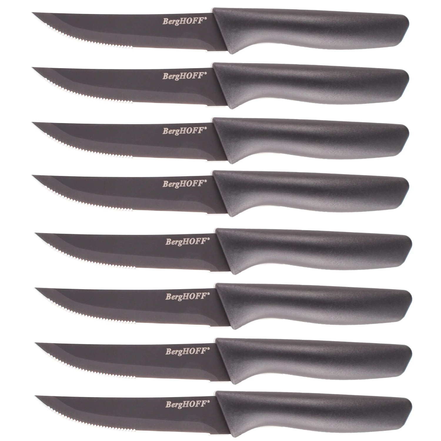 BergHOFF 8Pc Nonstick Serrated Steak Knife Set 8.5", Dark Grey 3 BergHOFF 8Pc Nonstick Serrated Steak Knife Set 8.5", Dark Grey
