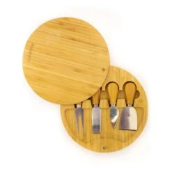 BergHOFF Bamboo 6pc Round Covered Cheese Board Set, With 4 Tools, 8.7x1.5"