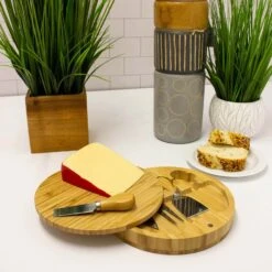BergHOFF Bamboo 6pc Round Covered Cheese Board Set, With 4 Tools, 8.7x1.5" 7 BergHOFF Bamboo 6pc Round Covered Cheese Board Set, With 4 Tools, 8.7x1.5" -BergHOFF Shop 2224191 3