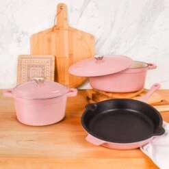 BergHOFF Neo 5Pc Cast Iron Cookware Set, Pink -BergHOFF Shop 2224291 02