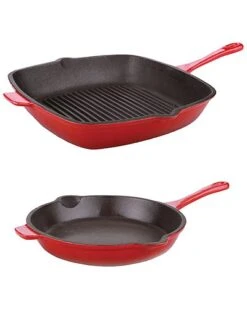 BergHOFF Neo 2pc Red Grilling Cast Iron Set Home