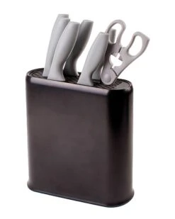 BergHOFF 8pc Grey Knife Set With Universal Black Knife Block Home