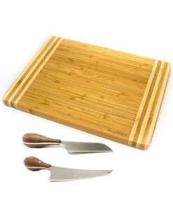 BergHOFF Bamboo 3Pc Striped Board Set/Aaron Probyn Cheese Knives Set Home