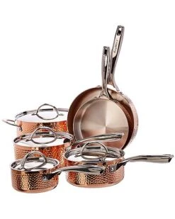 BergHOFF Hammered Coper 10pc Tri-Ply Cookware Set Home