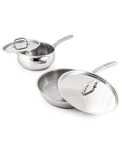 BergHOFF Belly Shape 18/10 Metal Lids Stainless Steel 4pc Skillet Set Home 4 BergHOFF Belly Shape 18/10 Metal Lids Stainless Steel 4pc Skillet Set Home - Image 2
