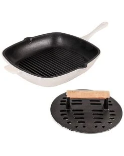 BergHOFF Neo 2pc Meringue Grill Pan And Steak Press Cast Iron Set Home