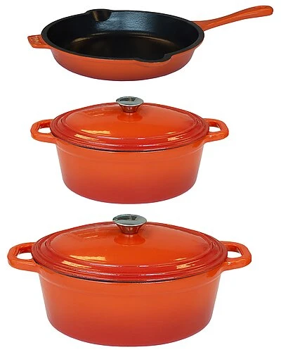 BergHOFF Neo 5pc Cast Iron Orange Dutch Oven And Frying Pan Set Home 3 BergHOFF Neo 5pc Cast Iron Orange Dutch Oven And Frying Pan Set Home
