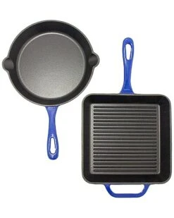 BergHOFF 2pc Enamel Cast Iron Set Home Blue