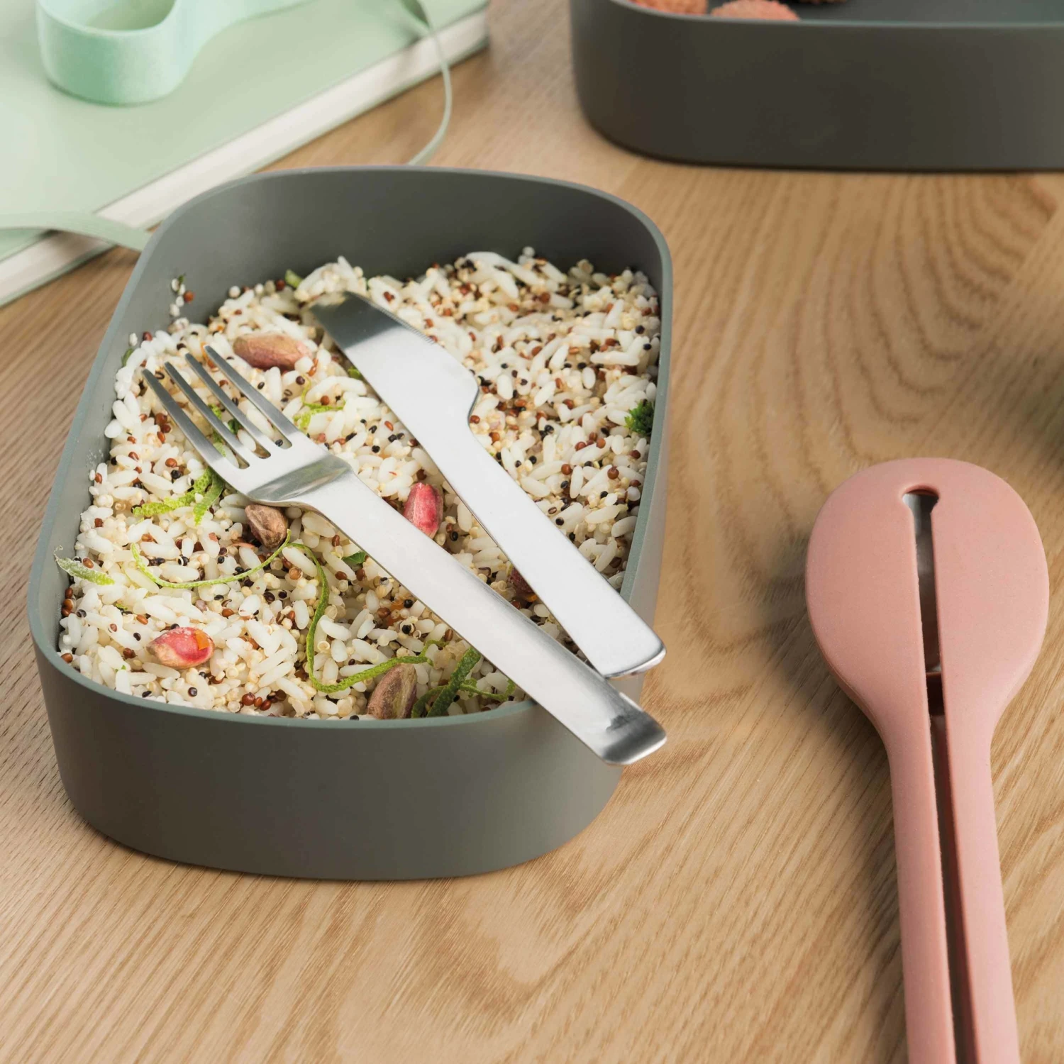 BergHOFF Leo 3Pc 1.7Qt Dual Bento Box Set With Strap, Gray & Mint 7 BergHOFF Leo 3Pc 1.7Qt Dual Bento Box Set With Strap, Gray & Mint - Image 5