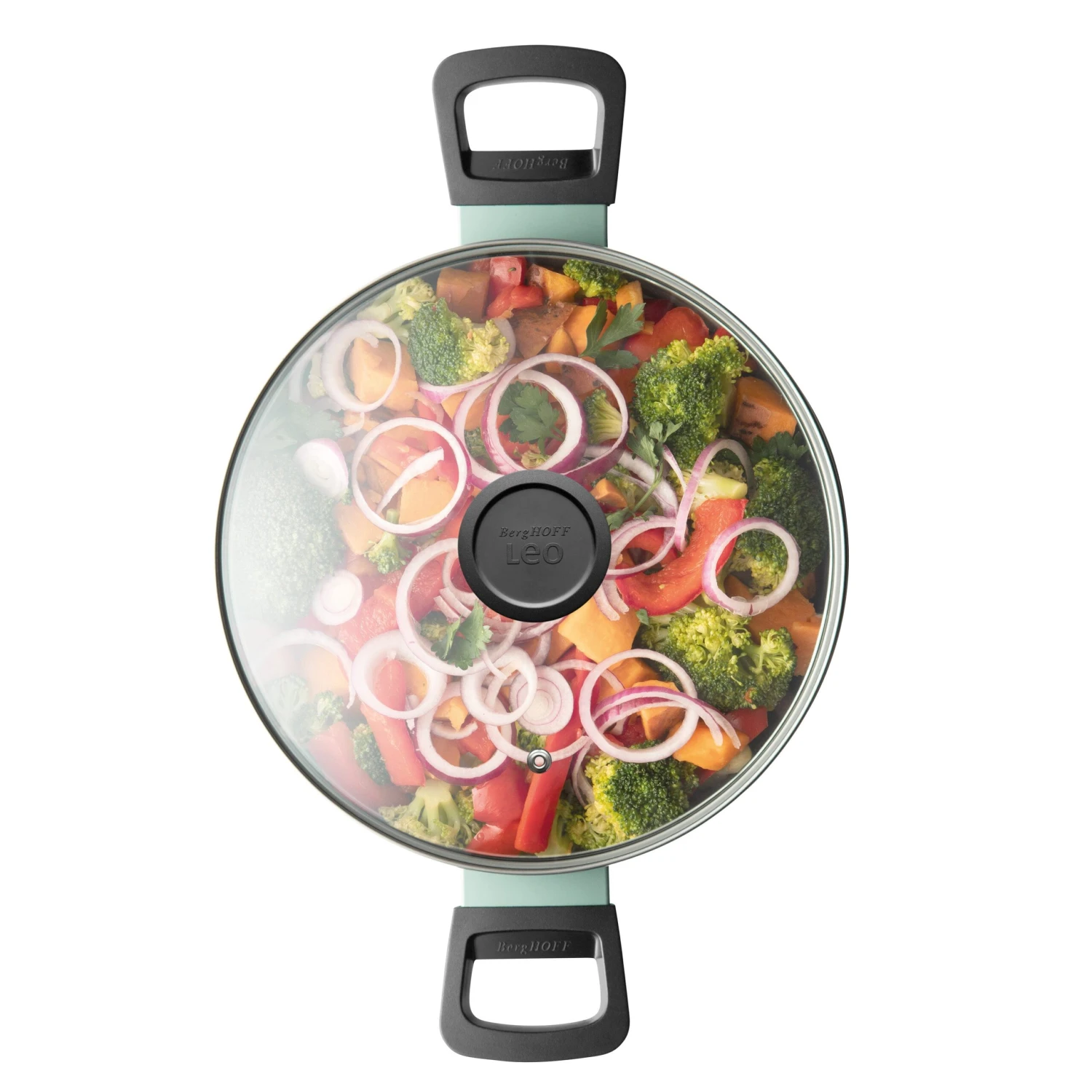 BergHOFF LEO Non-stick Aluminum Stockpot 9.5", 5.9qt. With Glass Lid, Sage 4 BergHOFF LEO Non-stick Aluminum Stockpot 9.5", 5.9qt. With Glass Lid, Sage - Image 2