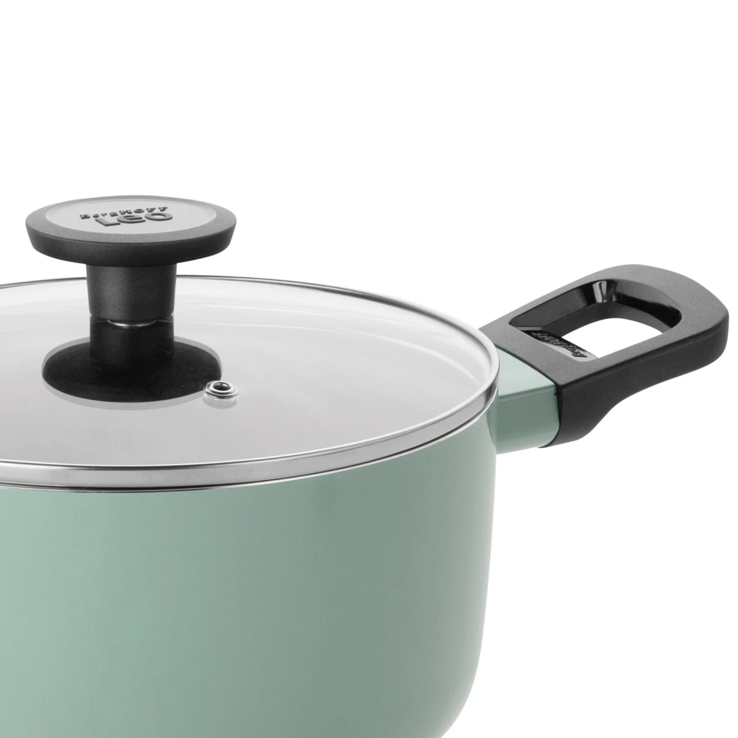 BergHOFF LEO Non-stick Aluminum Stockpot 9.5", 5.9qt. With Glass Lid, Sage 5 BergHOFF LEO Non-stick Aluminum Stockpot 9.5", 5.9qt. With Glass Lid, Sage - Image 3