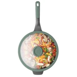 BergHOFF Forest Non-stick Cast Aluminum Wok Pan 11", 4.6qt. With Glass Lid -BergHOFF Shop 3950379 1