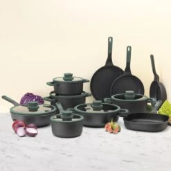 BergHOFF Forest Non-stick Cast Aluminum Wok Pan 11", 4.6qt. With Glass Lid -BergHOFF Shop 3950379 4