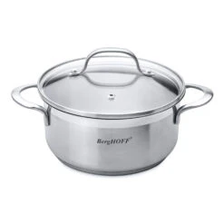 BergHOFF Bistro 2-Quart 7" 18/10 Stainless Steel Covered Casserole Dish