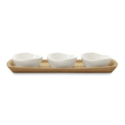 BergHOFF Eclipse Porcelain Snack Bowl With Cork Tray Four-Piece Set