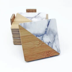 BergHOFF Bamboo Two-Tone Eight-Piece Square Coaster Set With Holder -BergHOFF Shop 763767 2