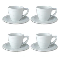 BergHOFF Essentials Hotel 12 Oz Porcelain Breakfast Cup And Saucers Set Of 4