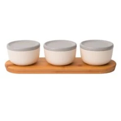 BergHOFF Leo 0.29-Quart Bamboo Covered Bowl Set With Bamboo Tray Six-Piece Set