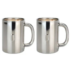 BergHOFF Straight 12 Oz 18/10 Stainless Steel Coffee Mugs Set Of 2