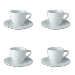 BergHOFF Essentials Hotel 8.6 Oz Porcelain Teacup And Saucers Set Of 4