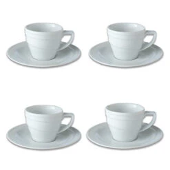 BergHOFF Essentials Hotel 3.5 Oz Porcelain Espresso Cup And Saucers Set Of 4