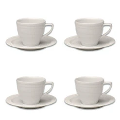 BergHOFF Essentials Hotel 4 Oz Porcelain Cup And Saucers Set Of 4