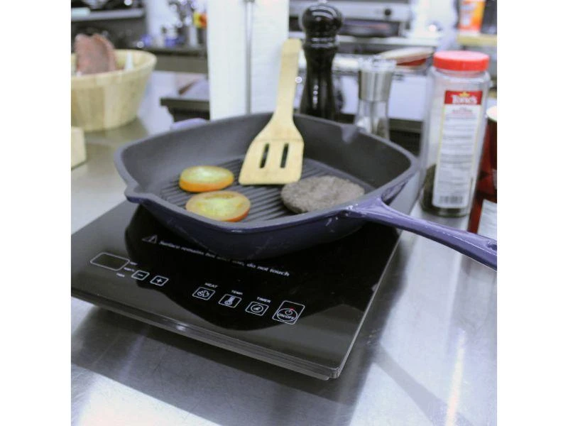 BergHOFF Neo Cast Iron 4Pc Cookware Set Purple, 3qt Covered Stockpot, 10" Fry Pan, 11" Grill Pan 4 BergHOFF Neo Cast Iron 4Pc Cookware Set Purple, 3qt Covered Stockpot, 10" Fry Pan, 11" Grill Pan - Image 2