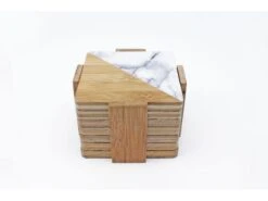 BergHOFF Bamboo Two-Tone 7pc Bamboo Coaster Set, Square With Holder