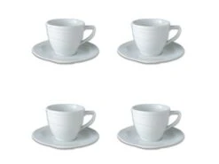 BergHOFF Essentials 8.6oz Porcelain Teacup & Saucers, Set Of 4