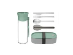 BergHOFF Leo Lunch Set, Water Bottle Flatware And Bento Box, Green