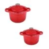 BergHOFF Neo 4Pc Cast Iron Set, 3Qt Covered Stockpot & 7Qt Covered Stockpot, Red