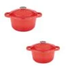 BergHOFF Neo 4Pc Cast Iron Set, 3Qt Covered Dutch Oven & 7Qt Covered Stockpot, Orange