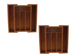 BergHOFF CookNCo Bamboo 6-Slot Expanding Flatware Organizer, Set Of 2