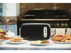 BergHOFF Seren Side Loading Toaster With Cool Touch Exterior And Removable Crumb Tray, With Black Front Panel/ Serving Tray