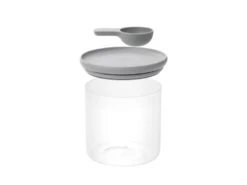 BergHOFF Leo 5" Glass Food Container With Spoon, Grey